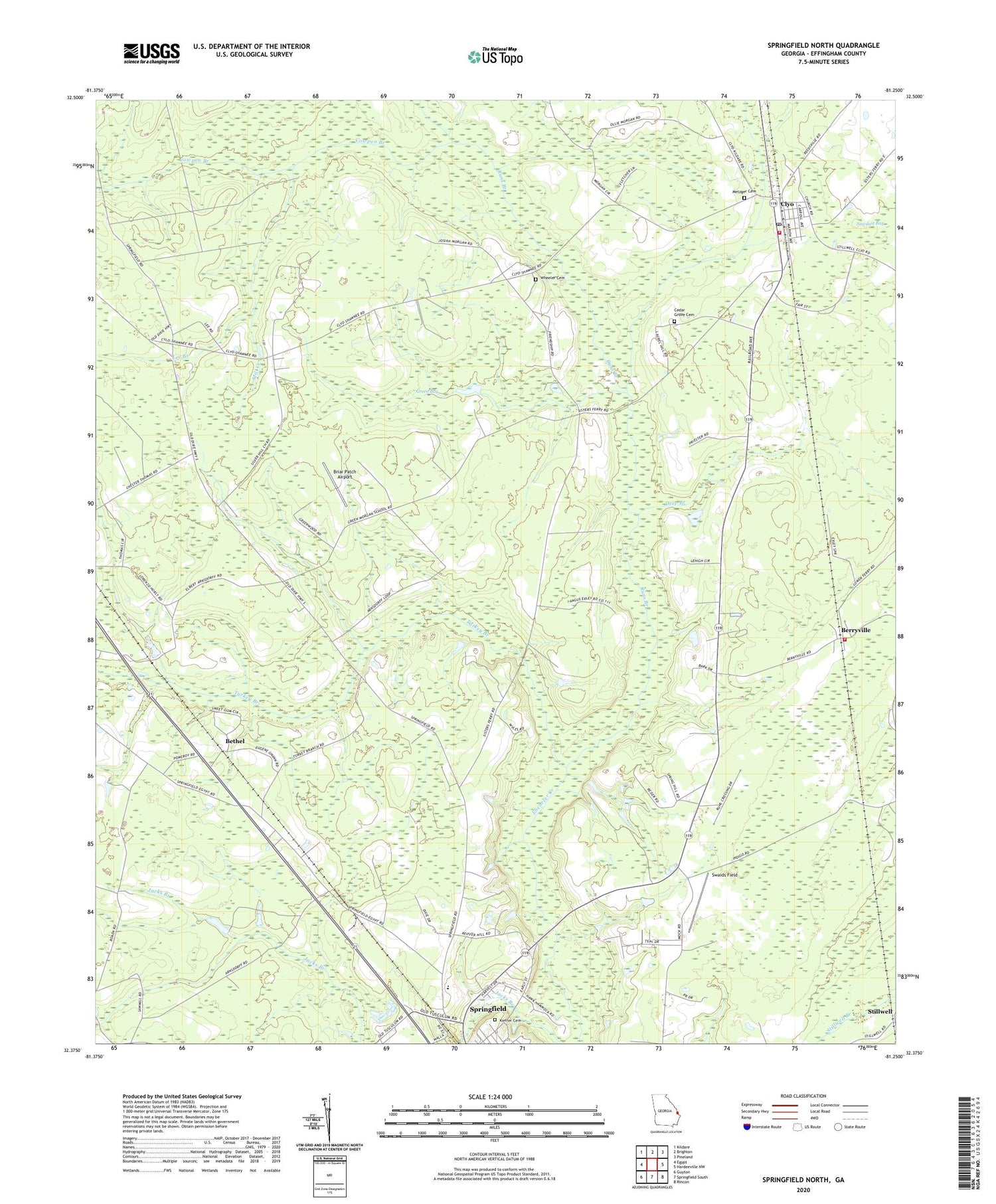Springfield North Georgia US Topo Map Image