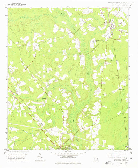 Classic USGS Springfield North Georgia 7.5'x7.5' Topo Map Image