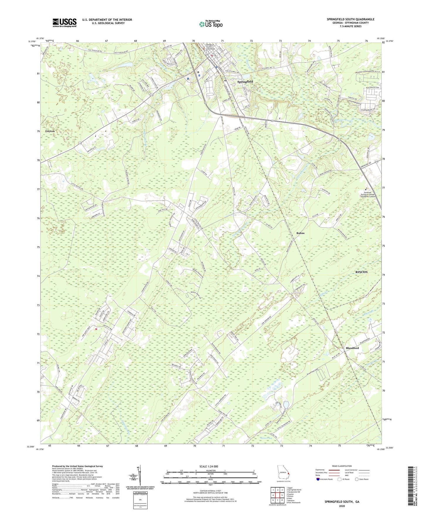 Springfield South Georgia US Topo Map Image