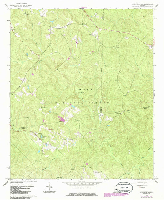 Classic USGS Stanfordville Georgia 7.5'x7.5' Topo Map Image