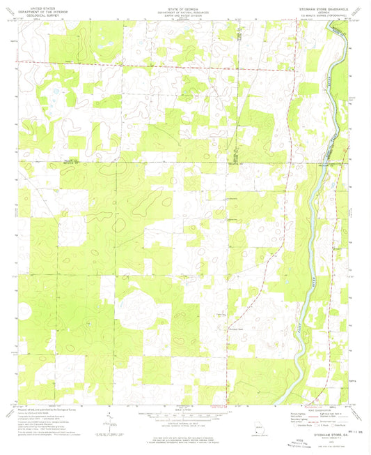 Classic USGS Steadhams Store Georgia 7.5'x7.5' Topo Map Image