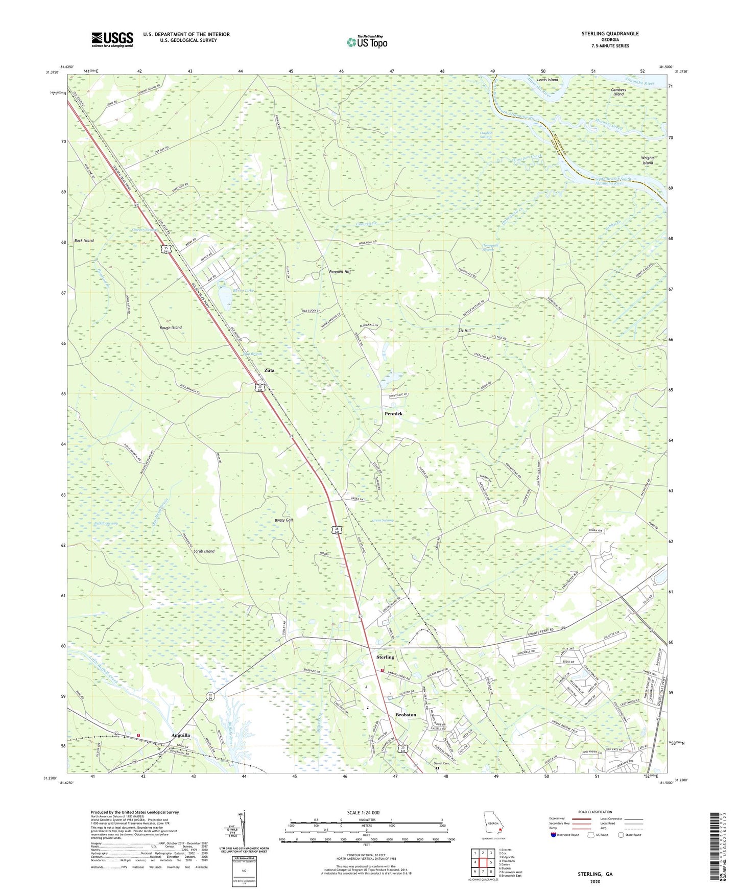 Sterling Georgia US Topo Map Image