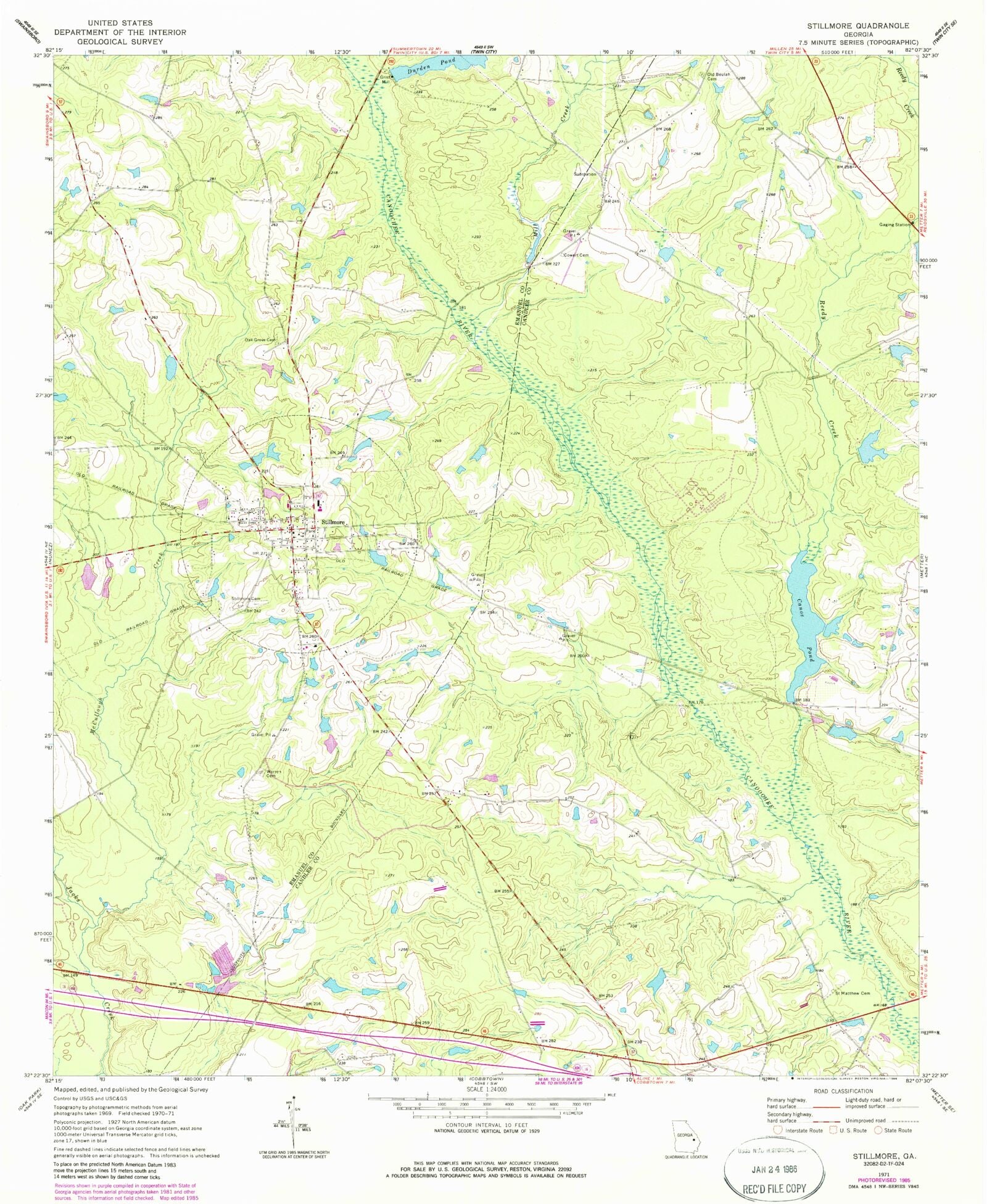 Classic USGS Stillmore 7.5'x7.5' Topo Map MyTopo Map Store