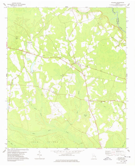 Classic USGS Stilson Georgia 7.5'x7.5' Topo Map Image