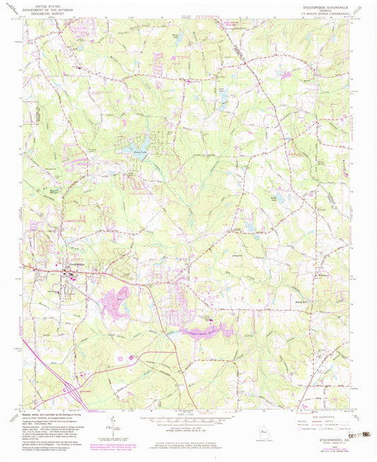 Classic USGS Stockbridge Georgia 7.5'x7.5' Topo Map Image