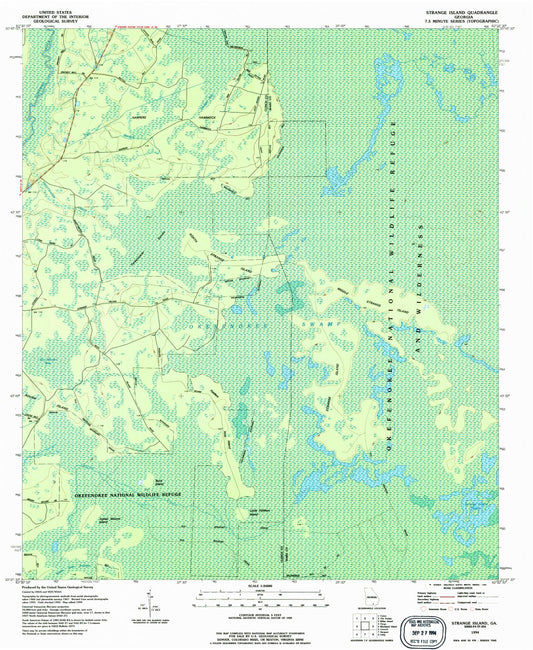 Classic USGS Strange Island Georgia 7.5'x7.5' Topo Map Image