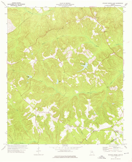 Classic USGS Stuckey Boone Lake Georgia 7.5'x7.5' Topo Map Image