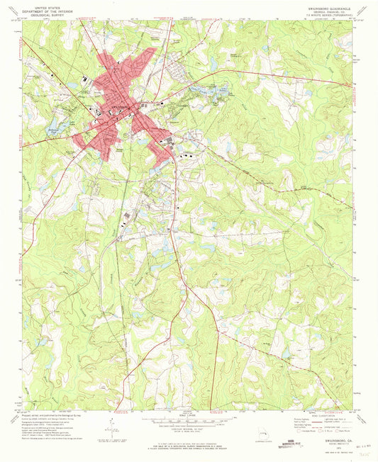 Classic USGS Swainsboro Georgia 7.5'x7.5' Topo Map Image