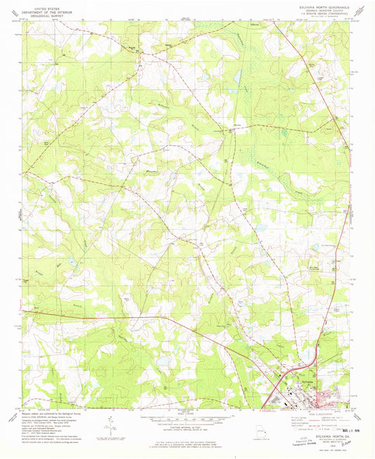 Classic USGS Sylvania North Georgia 7.5'x7.5' Topo Map Image