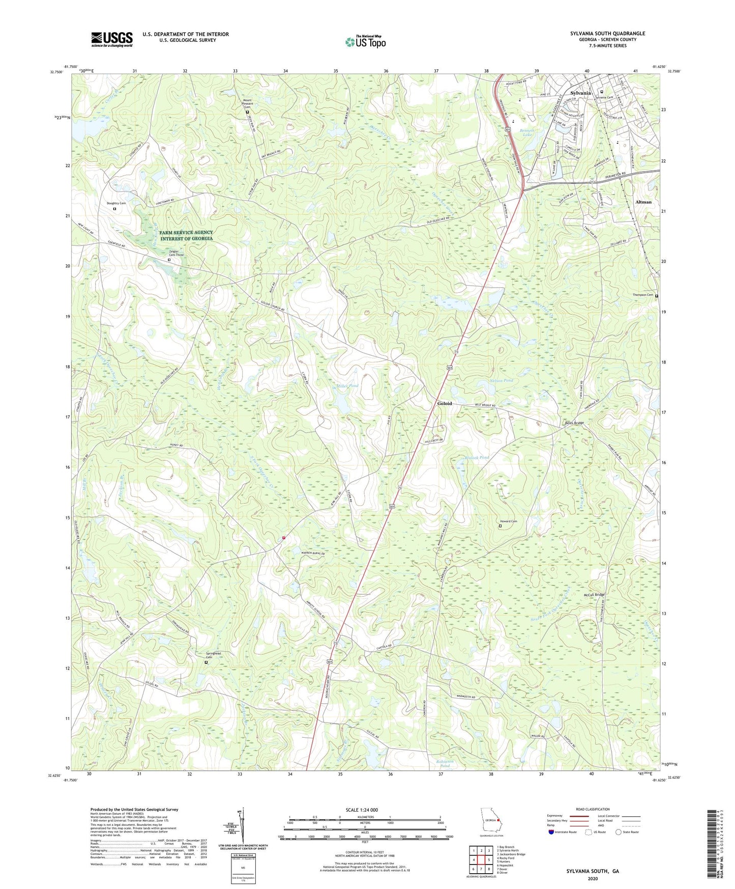 Sylvania South Georgia US Topo Map Image