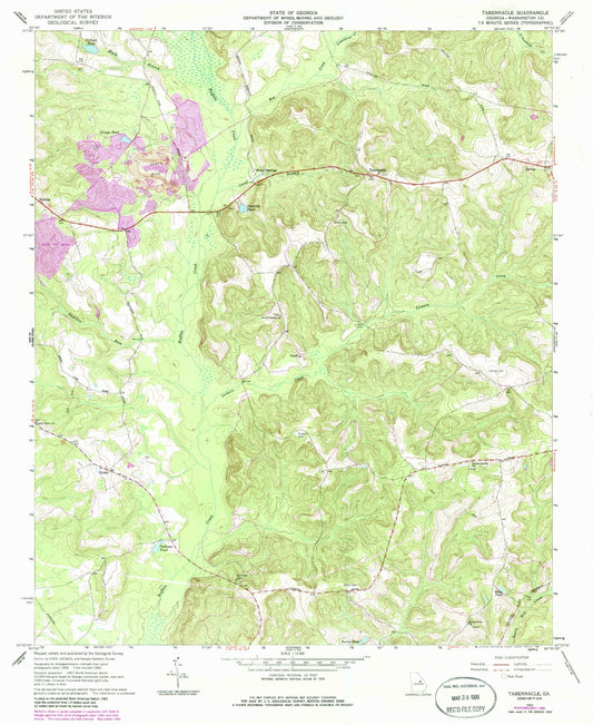 Classic USGS Tabernacle Georgia 7.5'x7.5' Topo Map Image