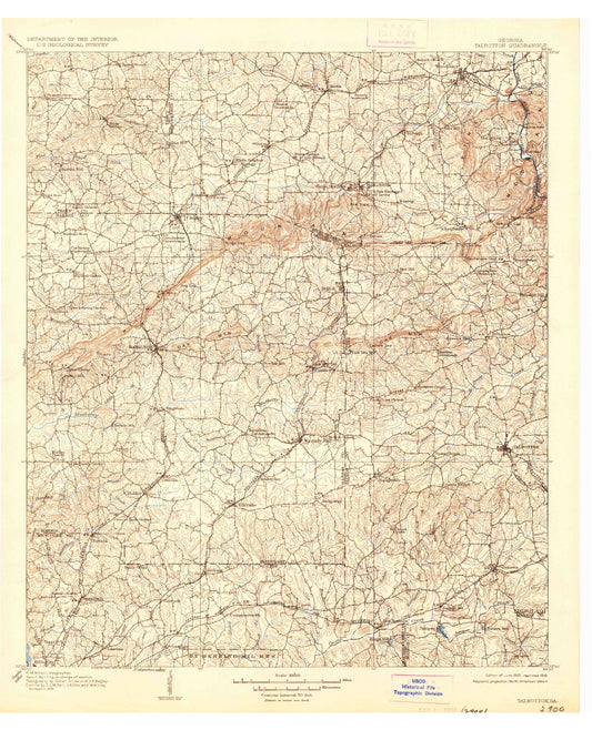 Historic 1907 Talbotton Georgia 30'x30' Topo Map Image