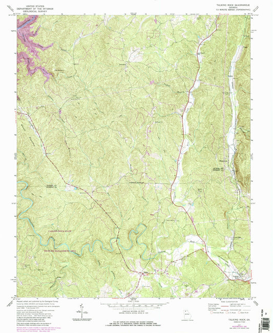 Classic USGS Talking Rock Georgia 7.5'x7.5' Topo Map Image