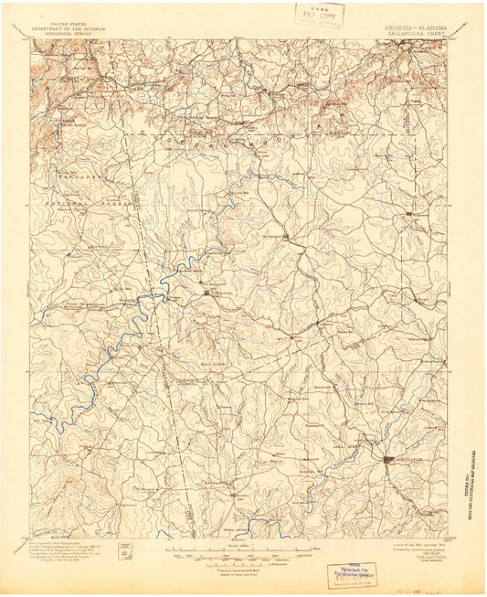 Historic 1897 Tallapoosa Georgia 30'x30' Topo Map Image