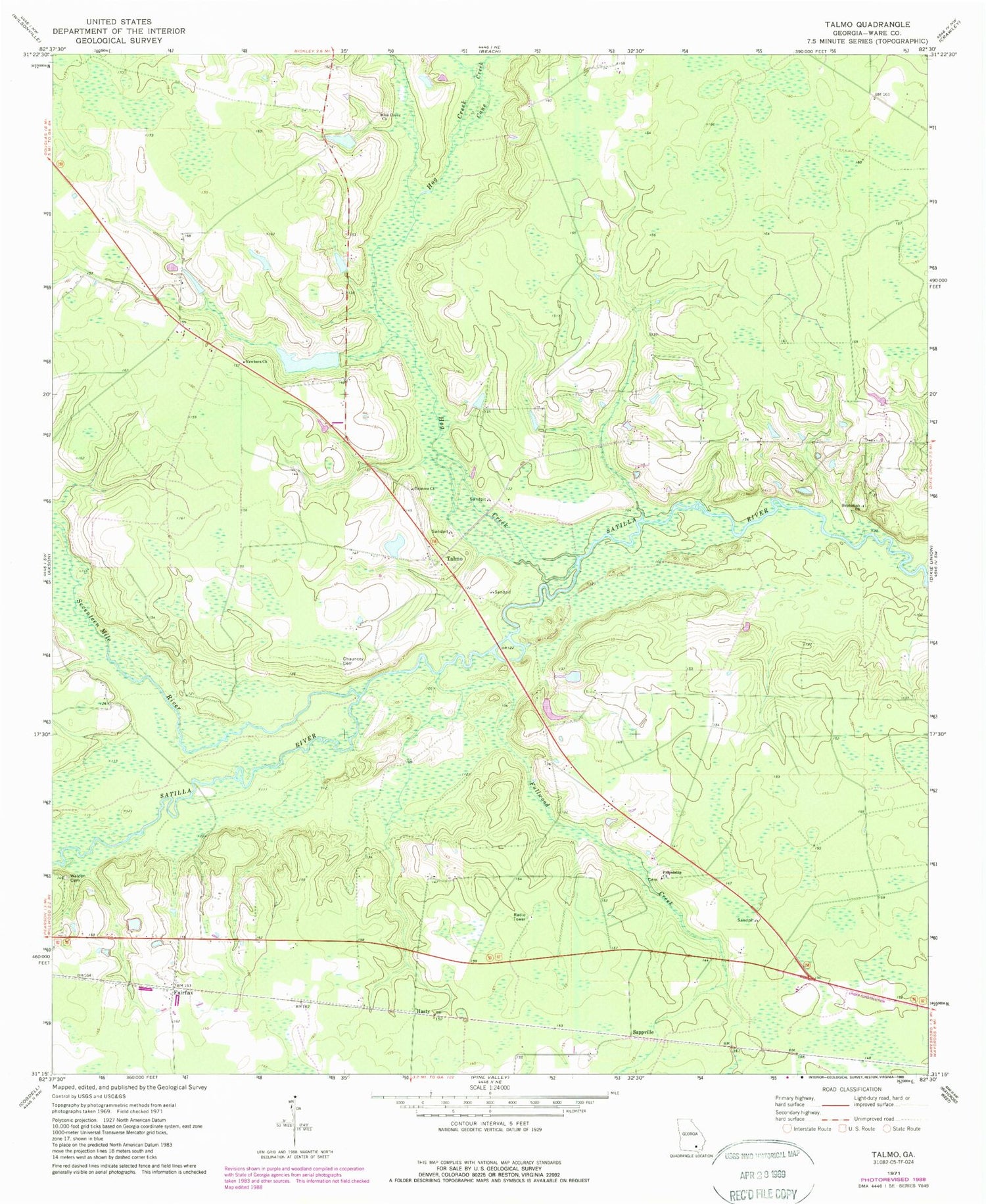Classic USGS Talmo Georgia 7.5'x7.5' Topo Map Image