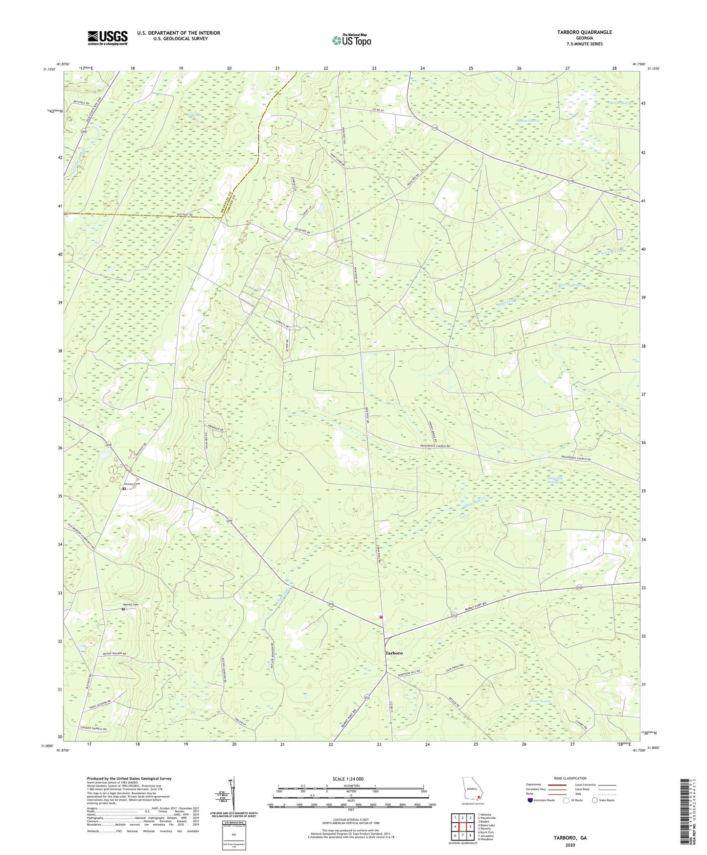 Tarboro Georgia US Topo Map Image