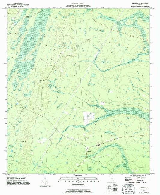 Classic USGS Tarboro Georgia 7.5'x7.5' Topo Map Image