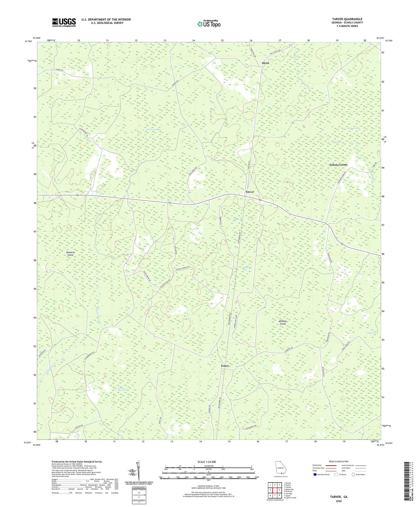 Tarver Georgia US Topo Map Image