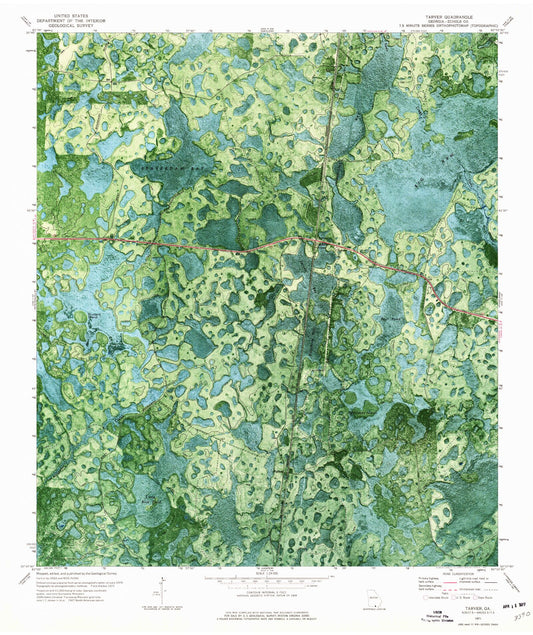 Classic USGS Tarver Georgia 7.5'x7.5' Topo Map Image
