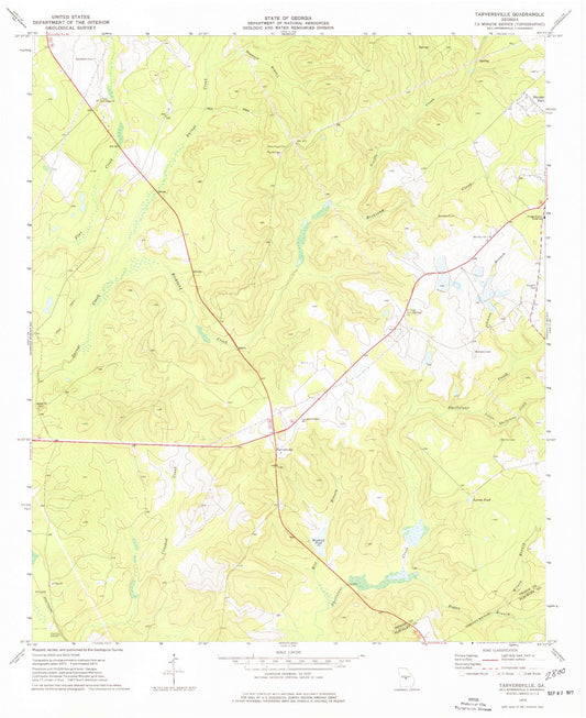 Classic USGS Tarversville Georgia 7.5'x7.5' Topo Map Image