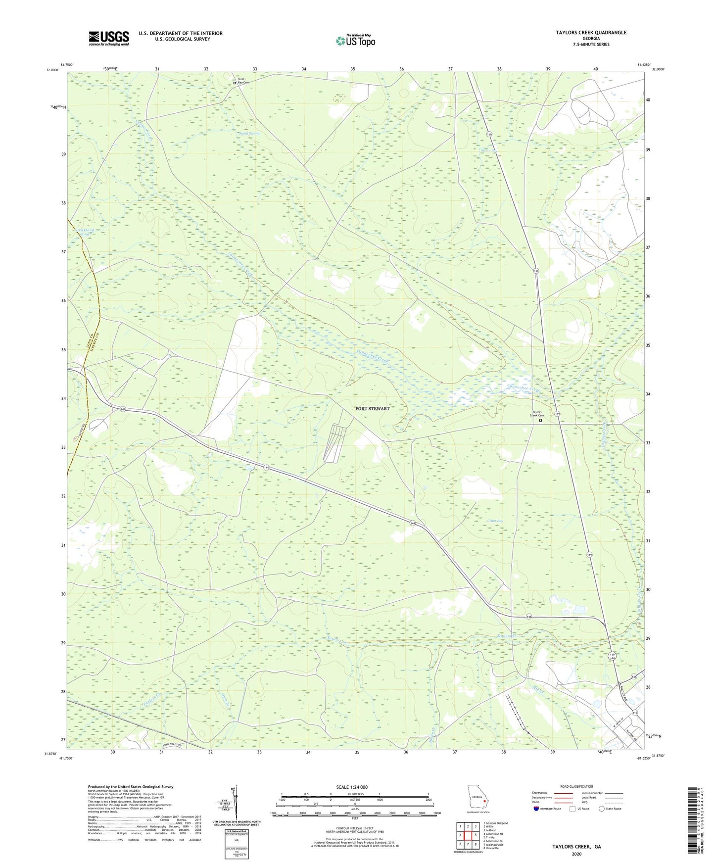 Taylors Creek Georgia US Topo Map Image