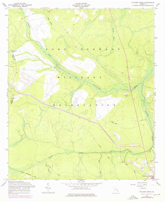 Classic USGS Taylors Creek Georgia 7.5'x7.5' Topo Map Image