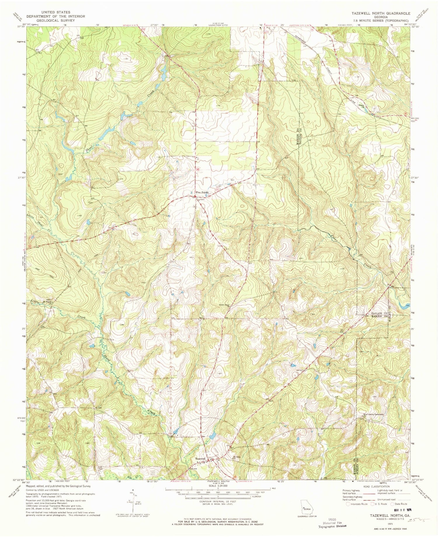 Classic USGS Tazewell North Georgia 7.5'x7.5' Topo Map Image
