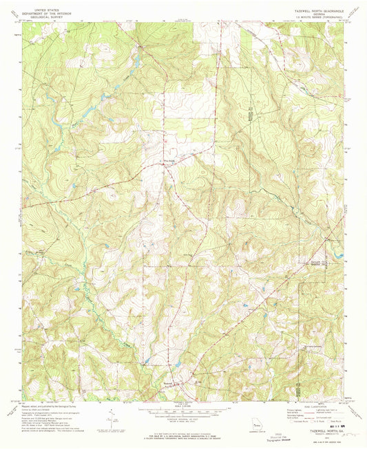 Classic USGS Tazewell North Georgia 7.5'x7.5' Topo Map Image
