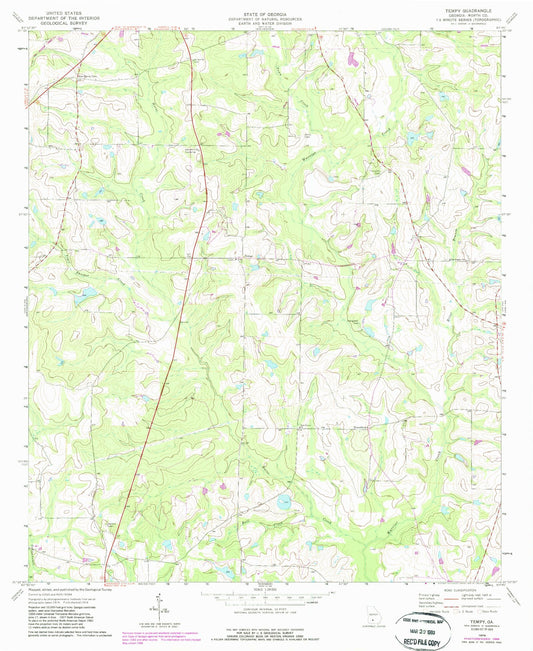 Classic USGS Tempy Georgia 7.5'x7.5' Topo Map Image