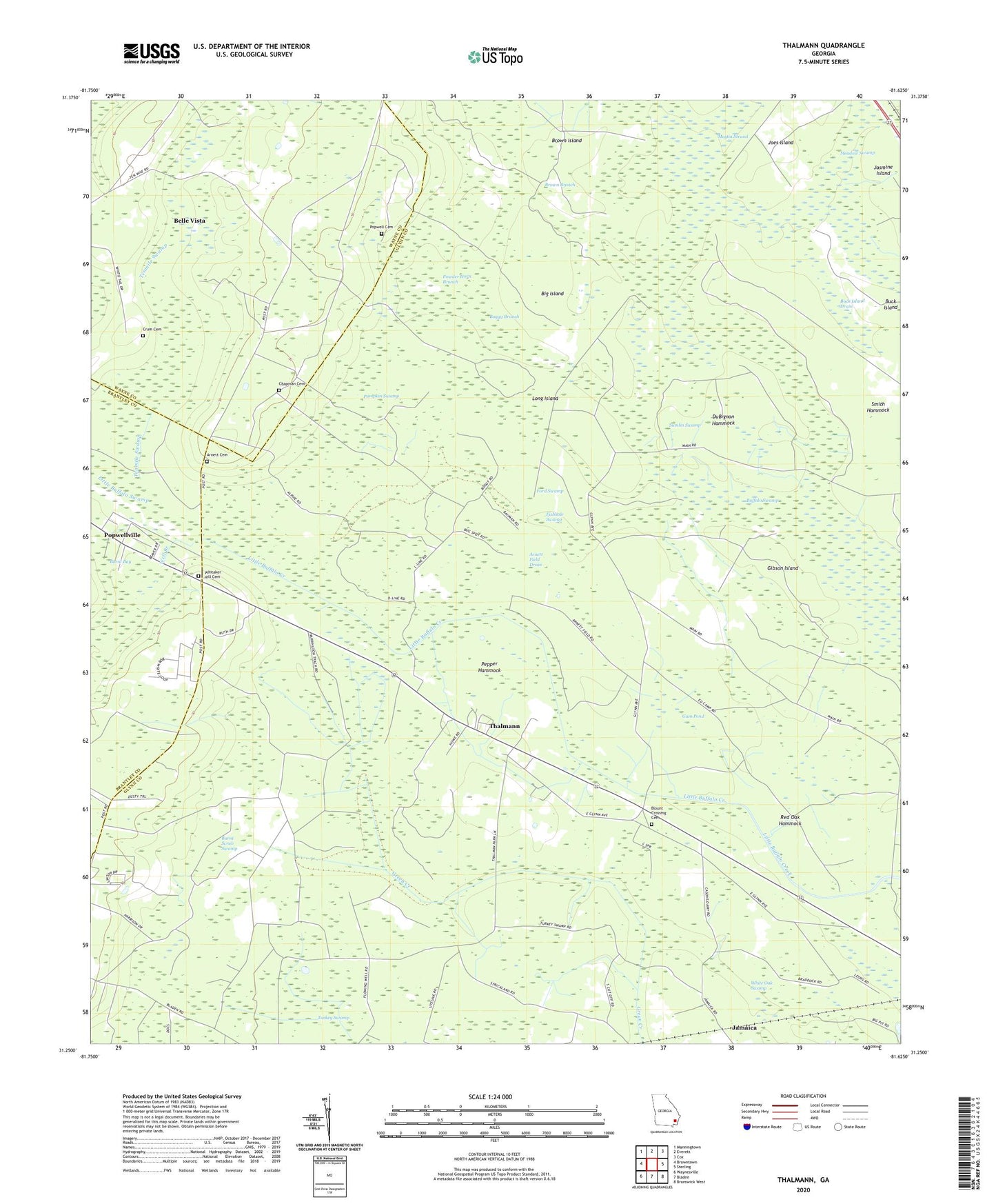 Thalmann Georgia US Topo Map Image