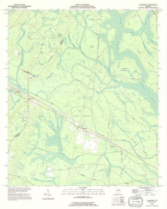 Classic USGS Thalmann Georgia 7.5'x7.5' Topo Map Image
