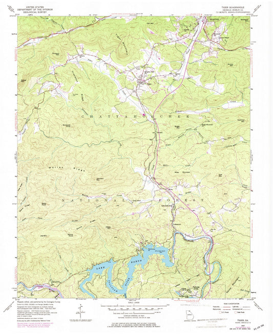 Classic USGS Tiger Georgia 7.5'x7.5' Topo Map Image