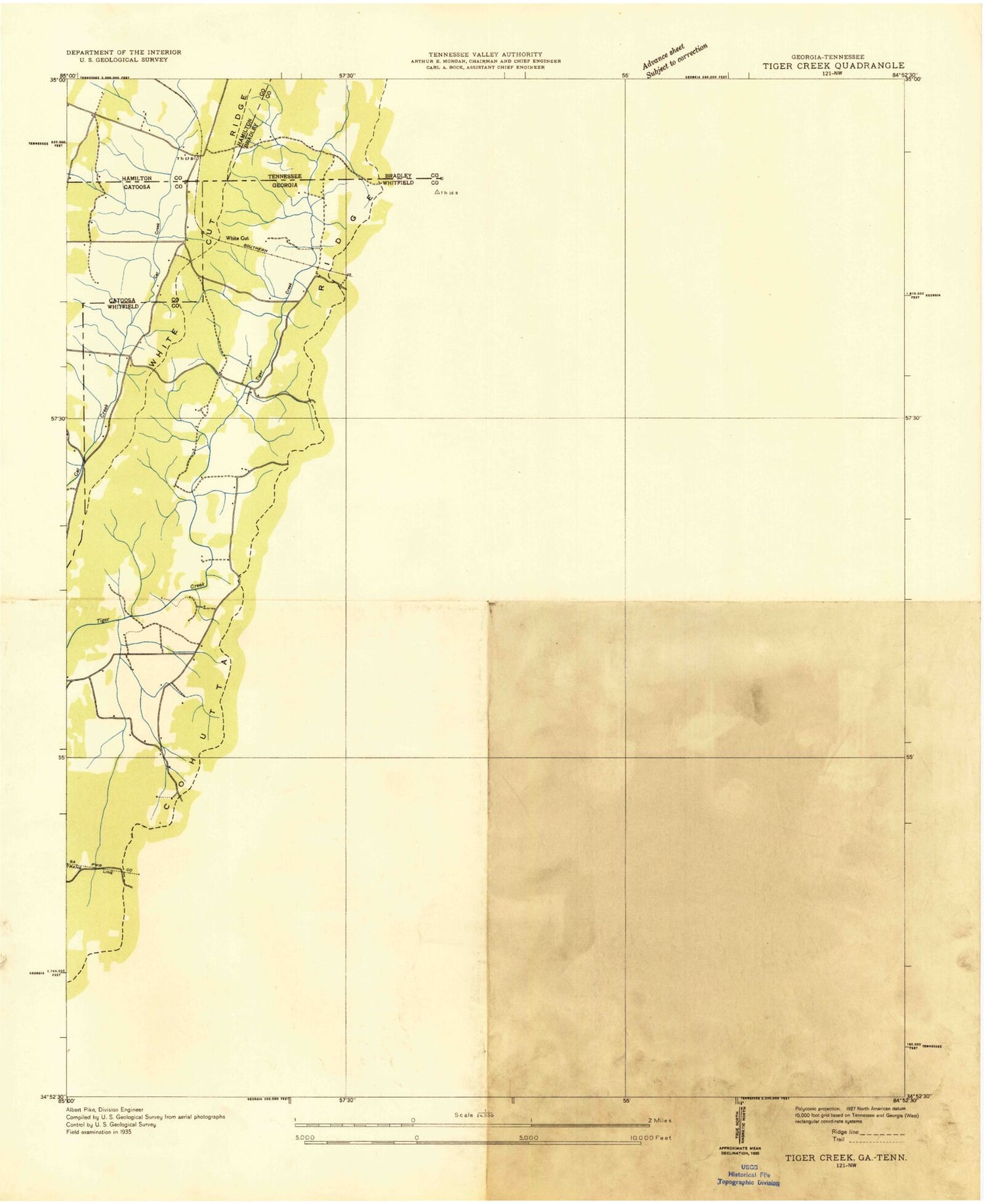 Classic USGS Cohutta Georgia 7.5'x7.5' Topo Map Image