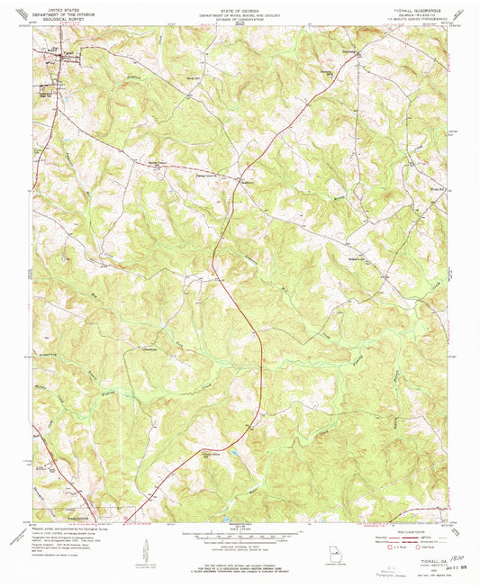 Classic USGS Tignall Georgia 7.5'x7.5' Topo Map Image