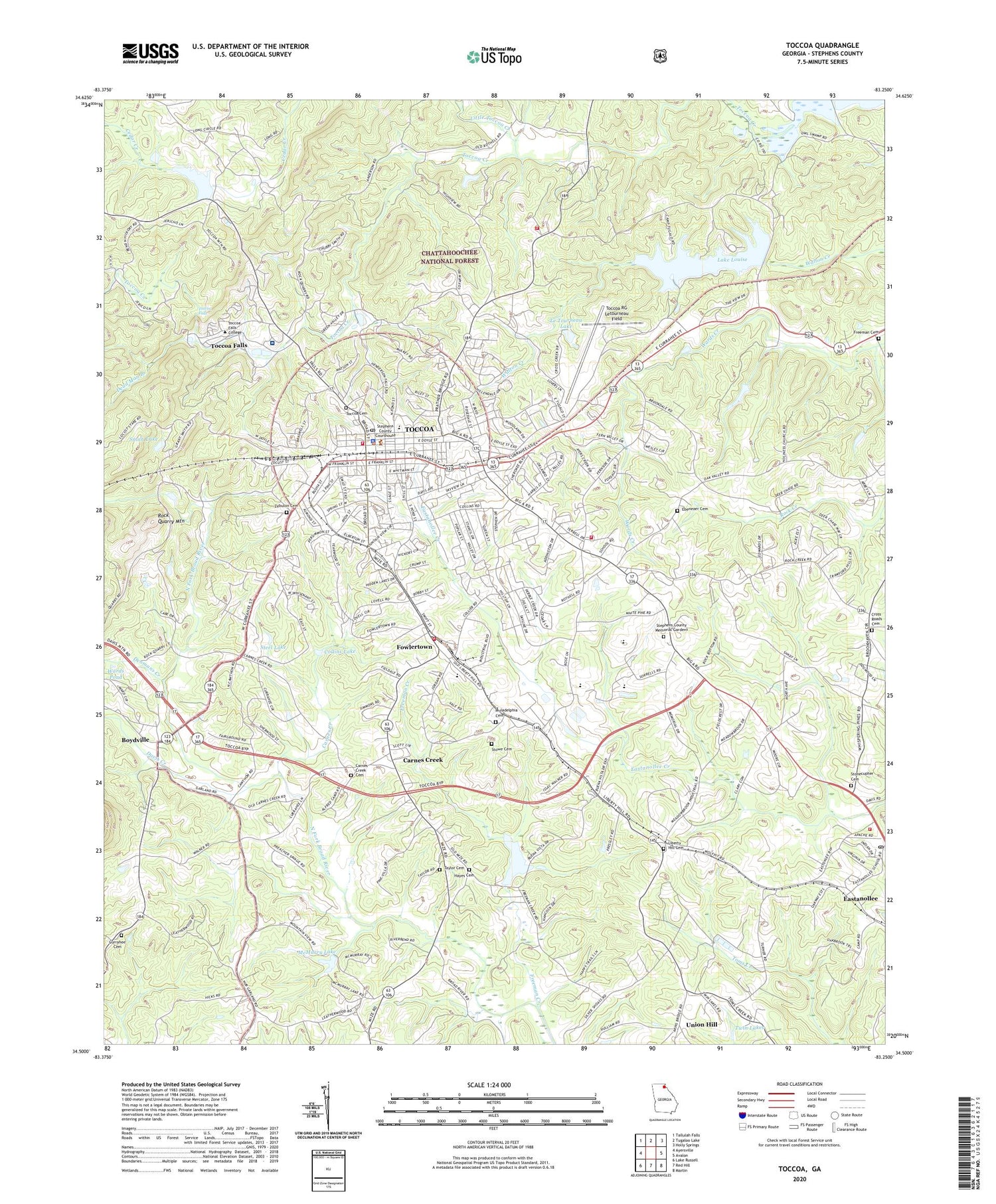Toccoa Georgia US Topo Map Image