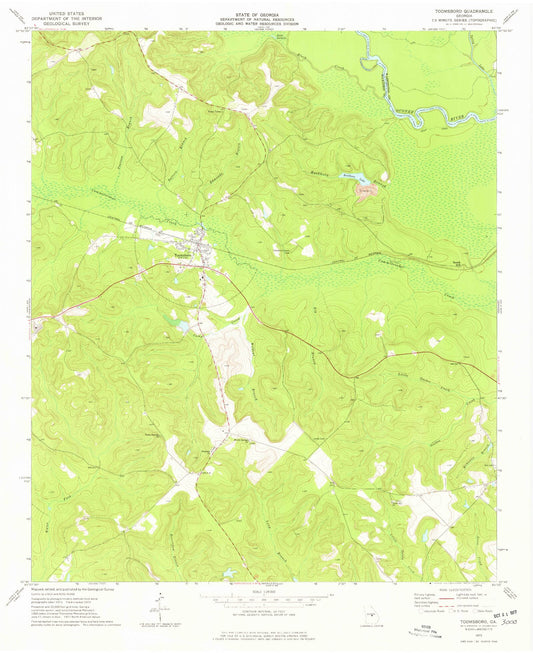 Classic USGS Toomsboro Georgia 7.5'x7.5' Topo Map Image