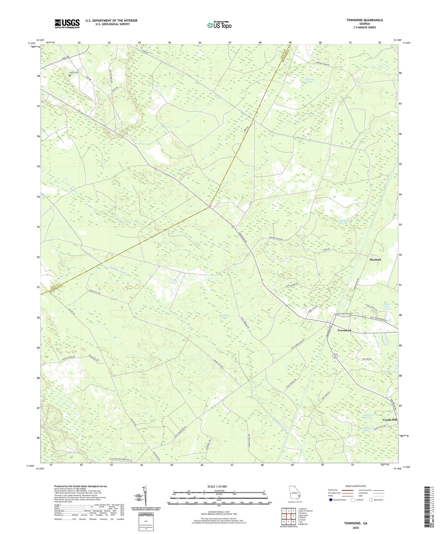 Townsend Georgia US Topo Map Image