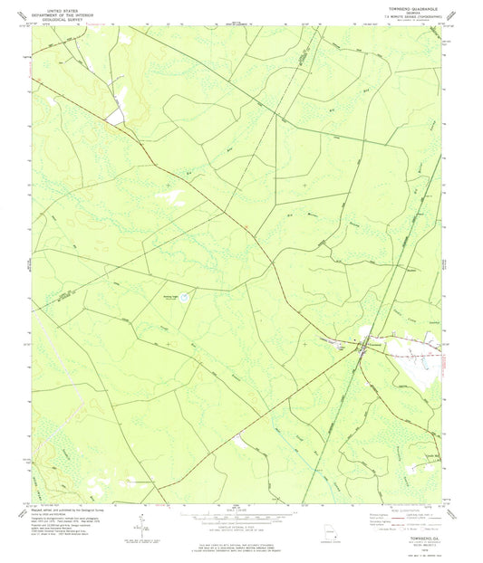 Classic USGS Townsend Georgia 7.5'x7.5' Topo Map Image