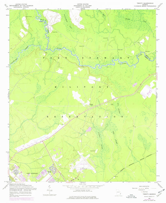 Classic USGS Trinity Georgia 7.5'x7.5' Topo Map Image