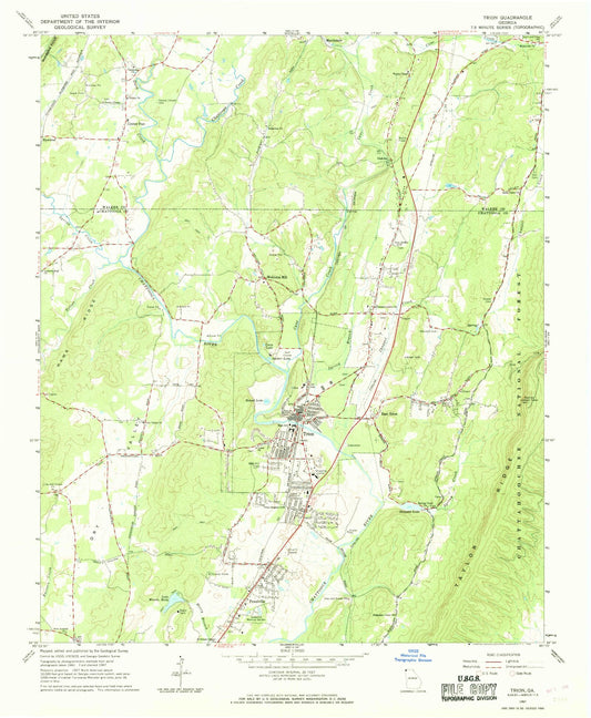 Classic USGS Trion Georgia 7.5'x7.5' Topo Map Image