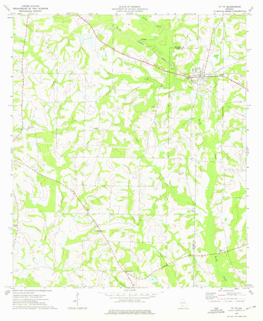 Classic USGS Ty Ty Georgia 7.5'x7.5' Topo Map Image