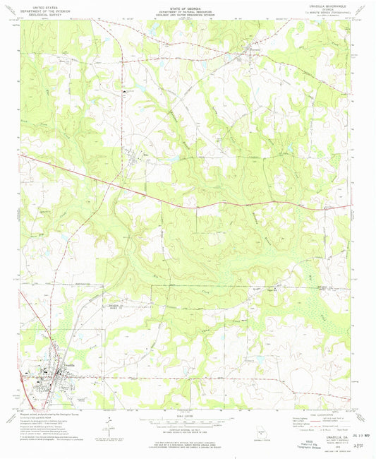 Classic USGS Unadilla Georgia 7.5'x7.5' Topo Map Image