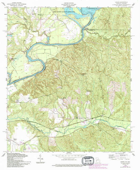 Classic USGS Union Georgia 7.5'x7.5' Topo Map Image