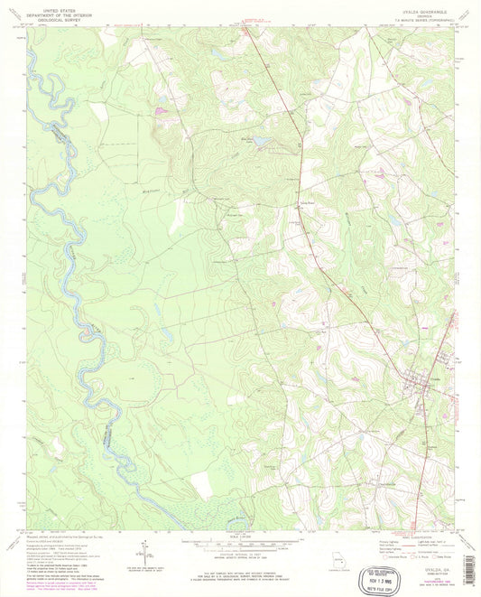 Classic USGS Uvalda Georgia 7.5'x7.5' Topo Map Image