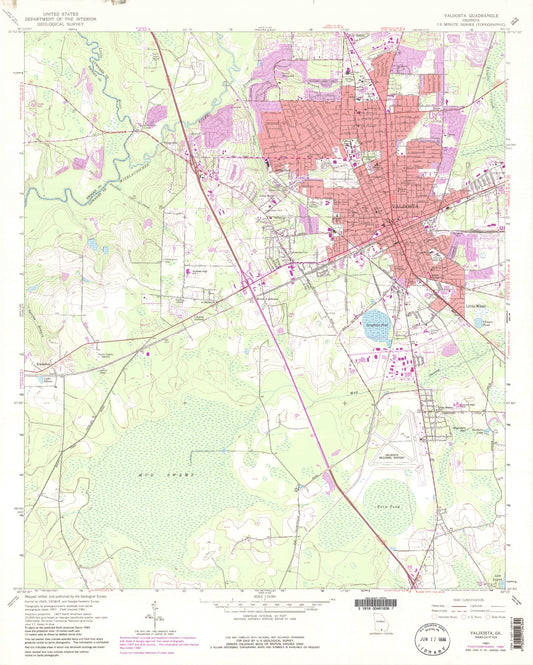 Classic USGS Valdosta Georgia 7.5'x7.5' Topo Map Image