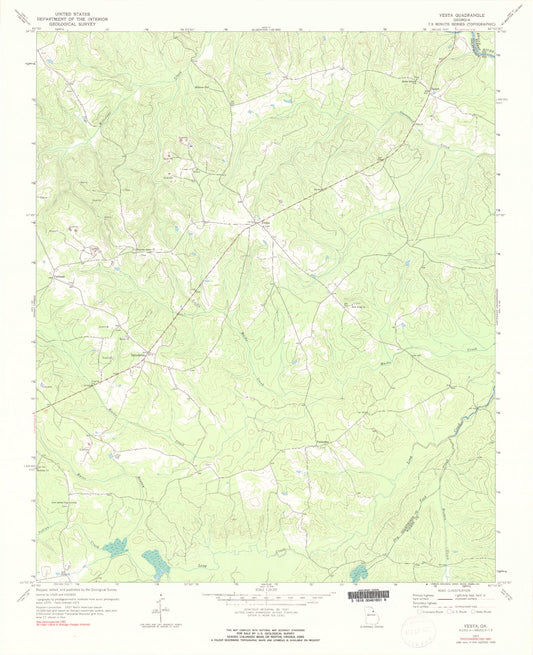 Classic USGS Vesta Georgia 7.5'x7.5' Topo Map Image