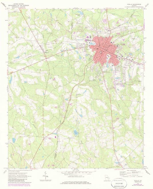 Classic USGS Vidalia Georgia 7.5'x7.5' Topo Map Image