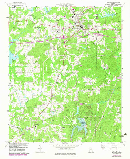 Classic USGS Villa Rica Georgia 7.5'x7.5' Topo Map Image