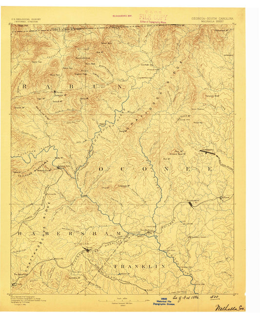 Historic 1886 Walhalla Georgia 30'x30' Topo Map Image
