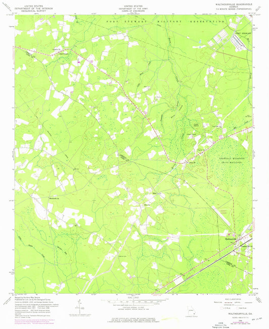 Classic USGS Walthourville Georgia 7.5'x7.5' Topo Map Image